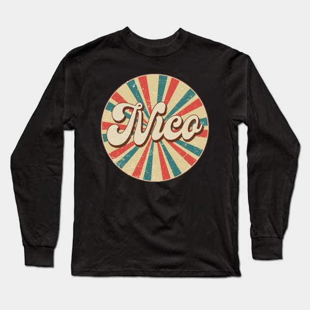 Circle Design Nico Proud Name Birthday Anime Long Sleeve T-Shirt by Amir Dorsman Tribal